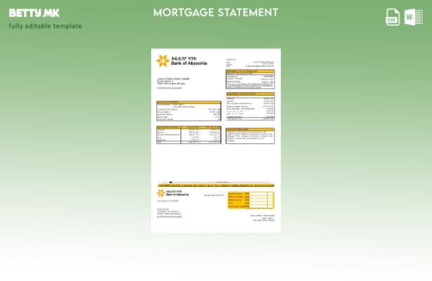 Модерен стил Шаблон за извод на банкарска хипотека на Етиопија Банката на Абисин